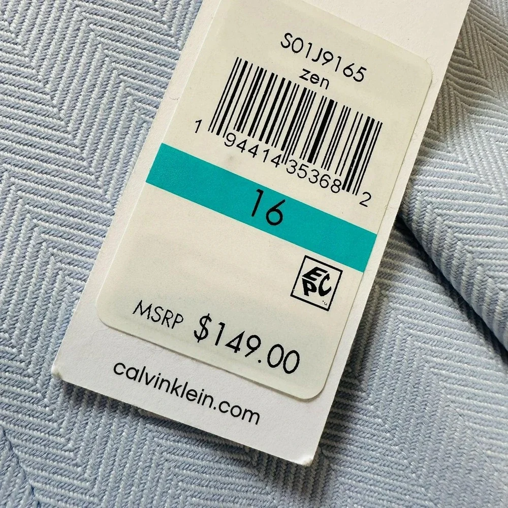 NWT Calvin Klein Longline Herringbone Open Front Blazer 16 Blue
